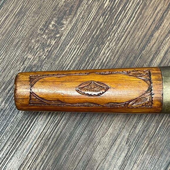 Vintage Mid 20th c. Wood Sheath Carved Pistol Shaped Knife & Fork Set (Indian) - Picture 2 of 13